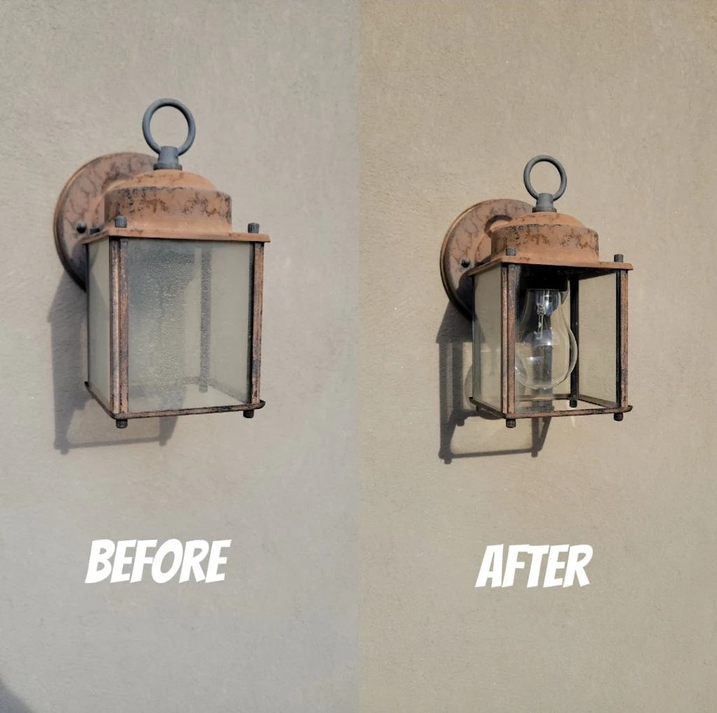 Outdoor lantern glass—before vs after clean